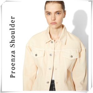 Proenza Schouler White Label Washed Denim Cinched Jean Jacket in Sand Cream Sz S